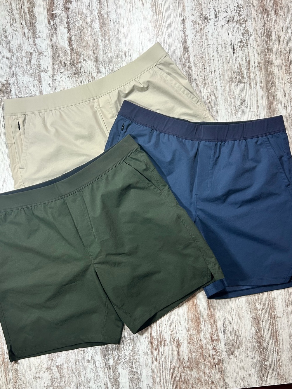 Lot of Public Rec men’s shorts size 40 polyester tan khaki blue green drawstring